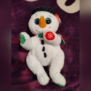 Ty Beanie Bellies "Weatherby" Snowman Plush – NWT, 2023, Christmas Holiday